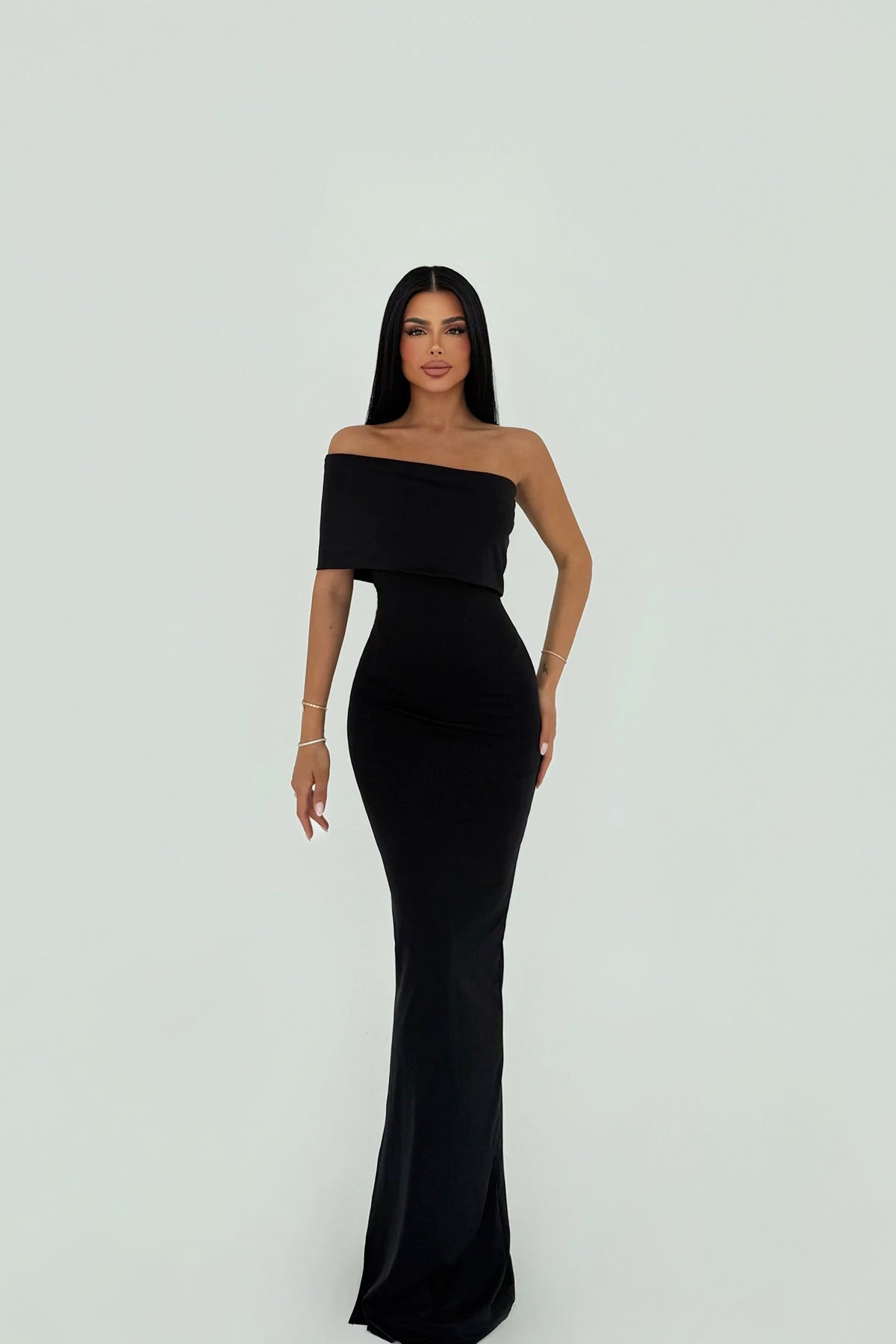 Vanya Black Off-Shoulder Maxi Dress