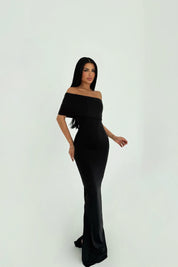 Vanya Black Off-Shoulder Maxi Dress