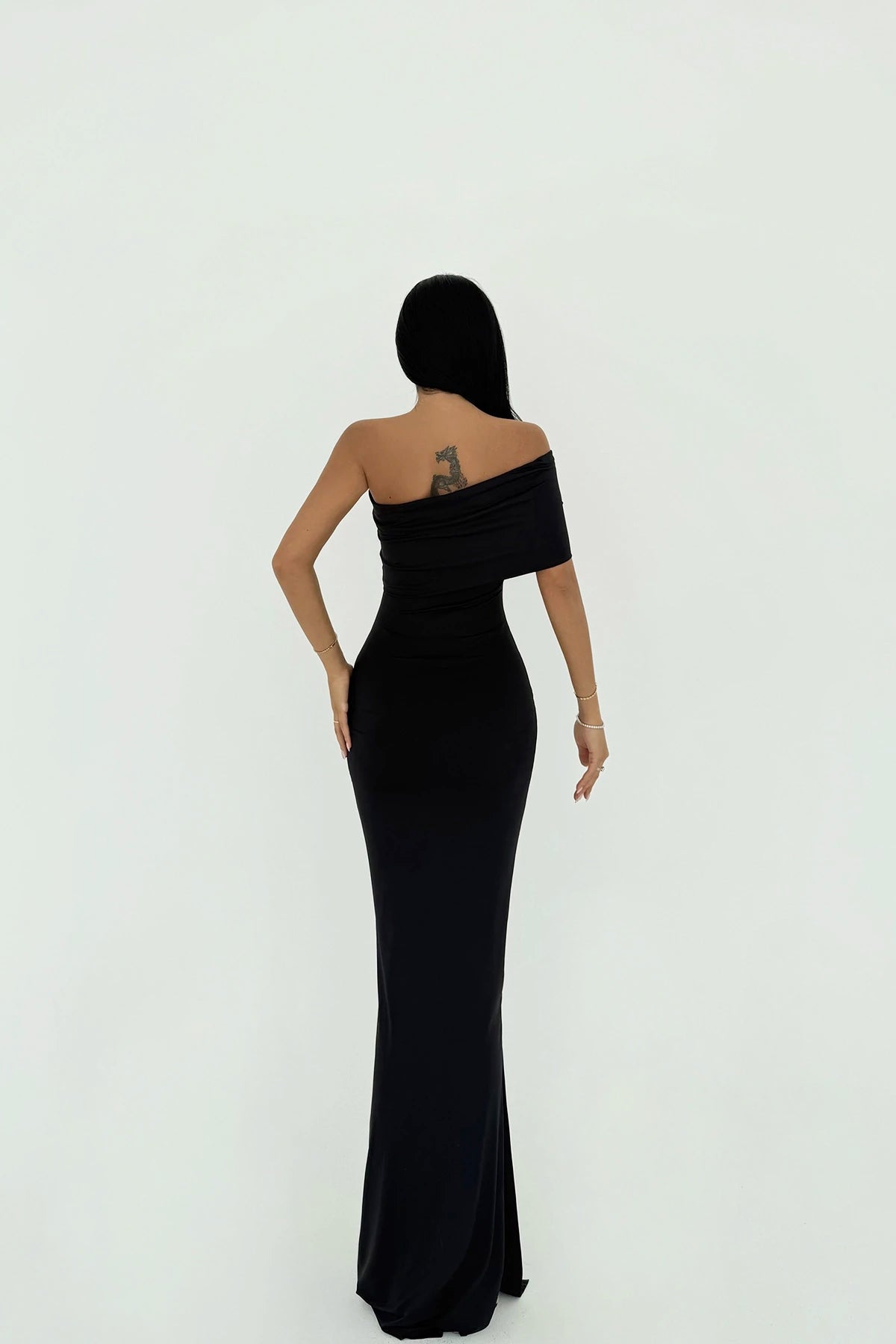 Vanya Black Off-Shoulder Maxi Dress