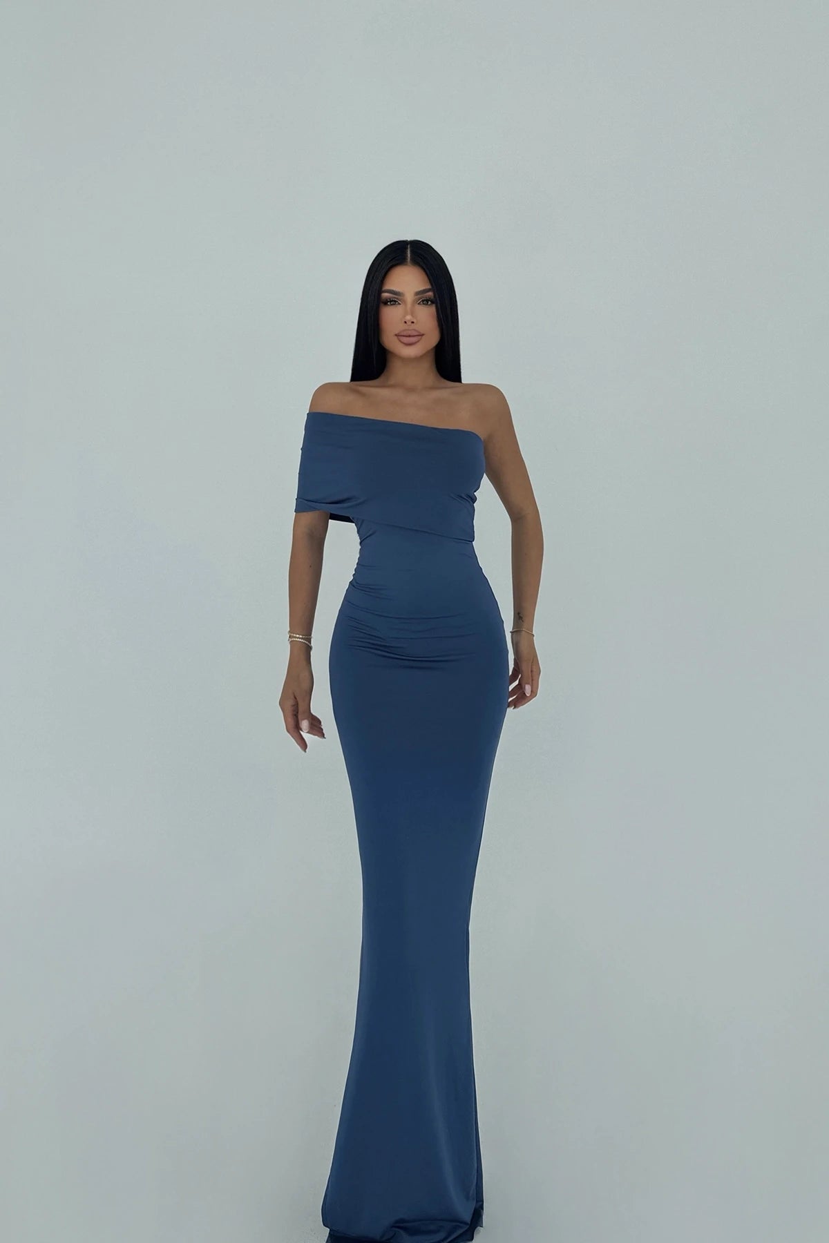 Vanya Blue Off-Shoulder Maxi Dress