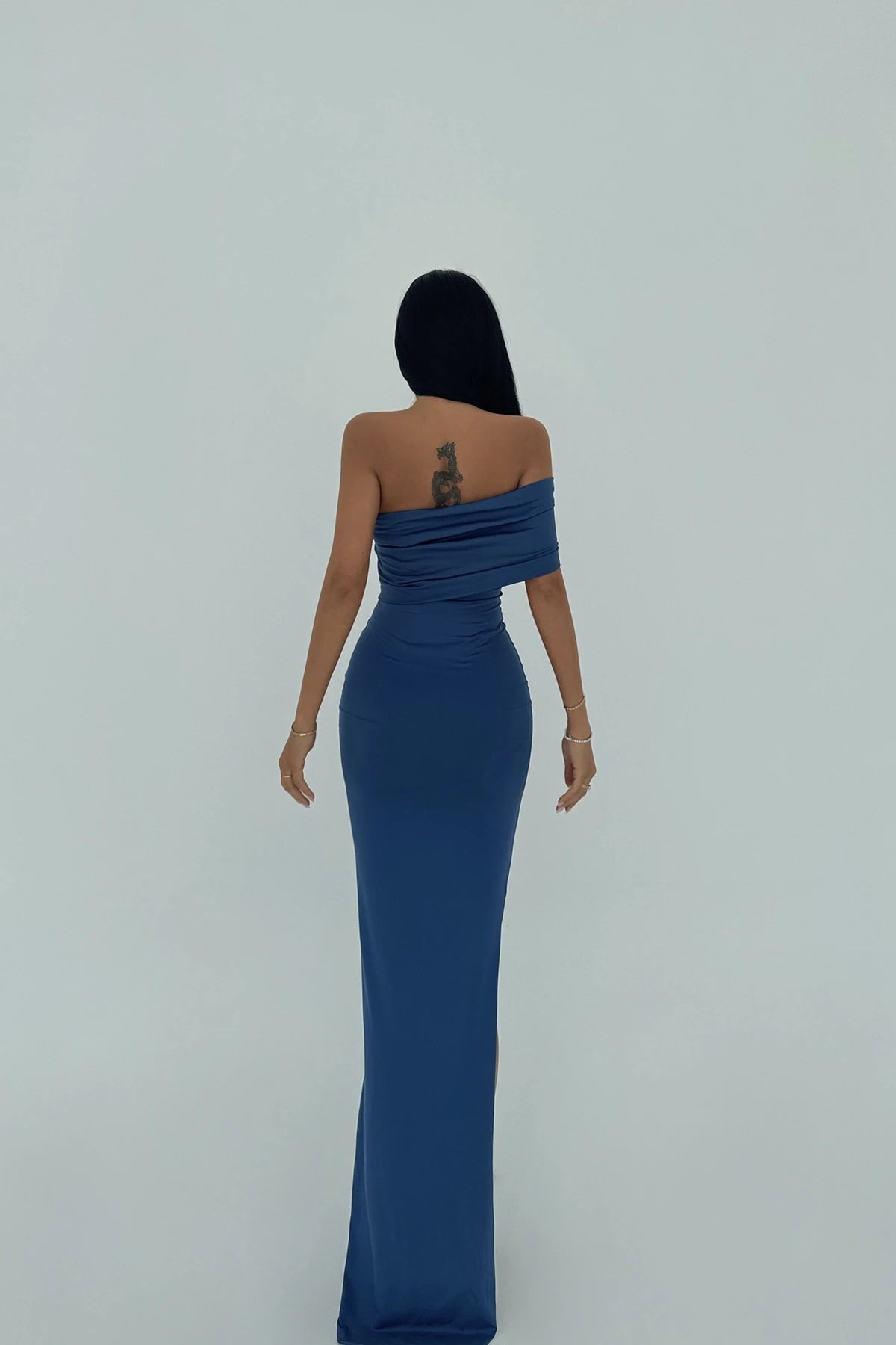 Vanya Blue Off-Shoulder Maxi Dress