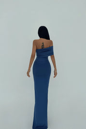 Vanya Blue Off-Shoulder Maxi Dress